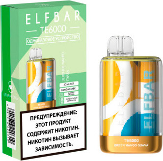 Электронная сигарета Elf Bar 6000 Зелёное манго Гуава