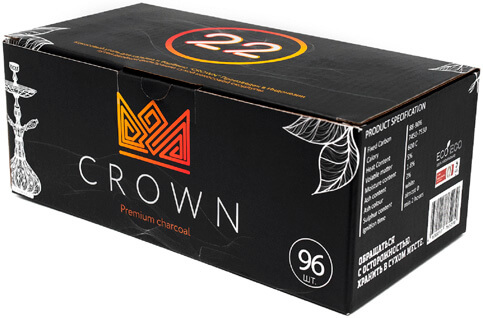 Уголь для кальяна Crown 22 мм (96 шт.)